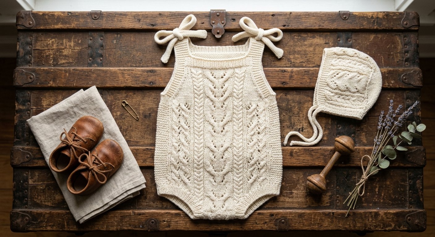 Girls cable knit romper